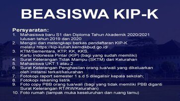 Pendaftaran KIP-K Bagi Mahasiswa Baru Tahun Akademik 2020