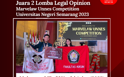 Juara 2 Lomba Legal Opinion Marvelaw Unnes Competition 2023