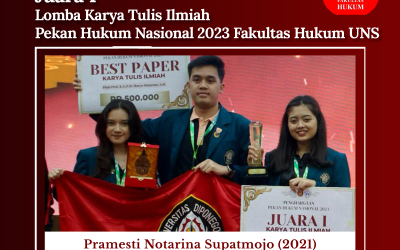 Delegasi FH meraih Juara 1 LKTI Pekan Hukum Nasional 2023