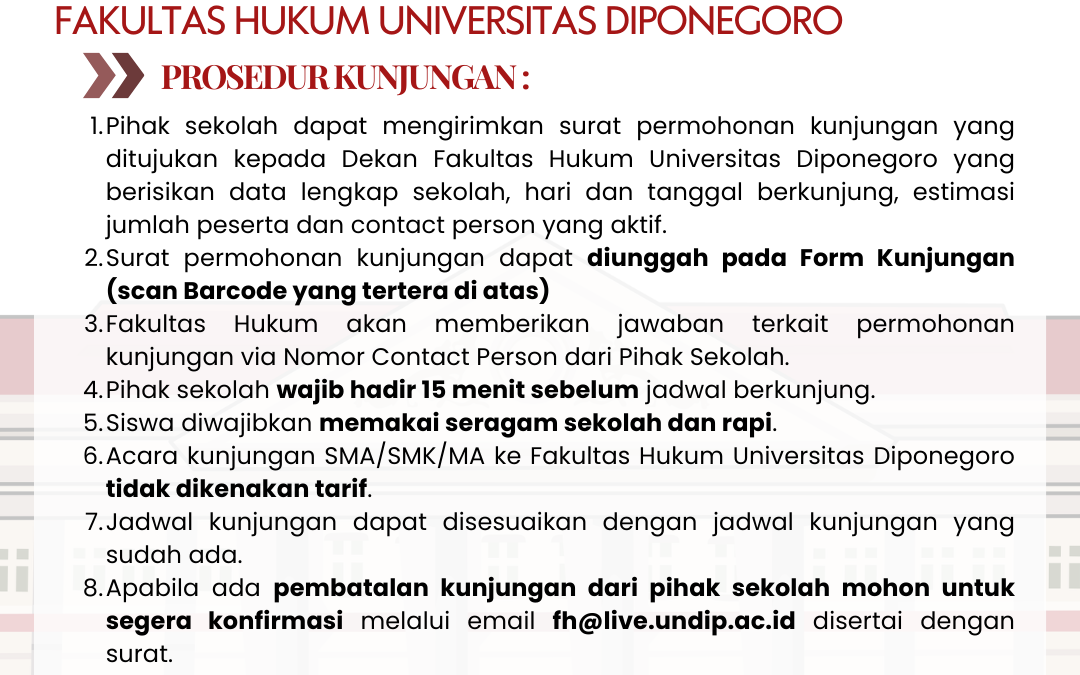 Fakultas Hukum Universitas Diponegoro Mengundang SMA/SMK/MA Untuk Berkunjung